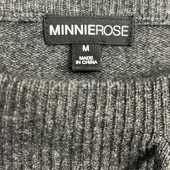 Minnie Rose 100% Cashmere Boat Neck Sweater with Drawstring F72113C21 Gray M - Picture 6 of 14